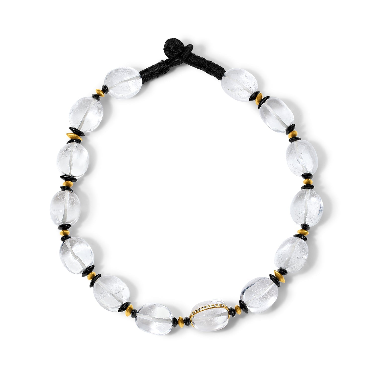 Rock Crystal & Black Onyx Snakefruit Seed Necklace - MUSE Shop