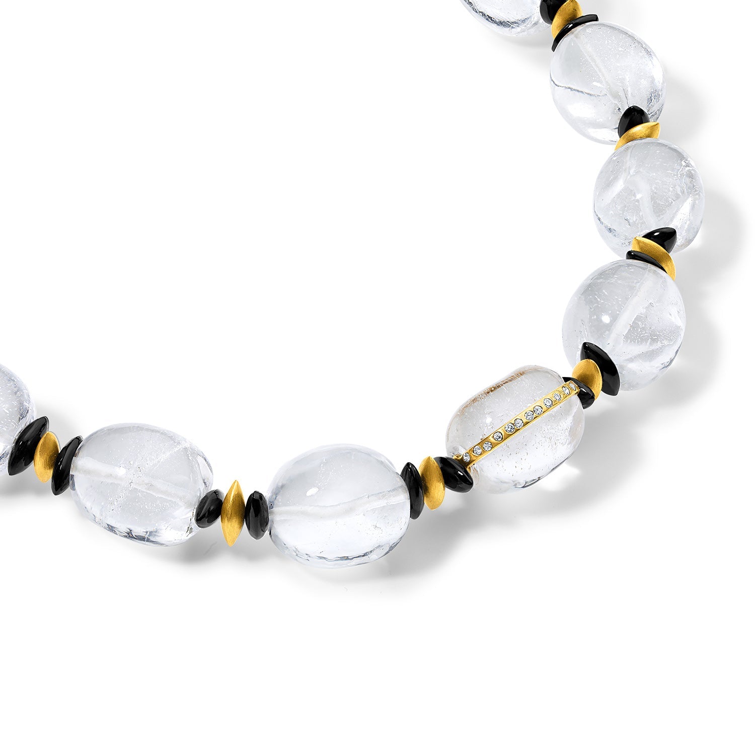 Rock Crystal & Black Onyx Snakefruit Seed Necklace - MUSE Shop