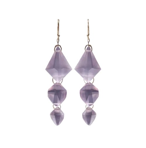 Rose Quartz Triple Faceted Drop Earrings - MUSE Shop