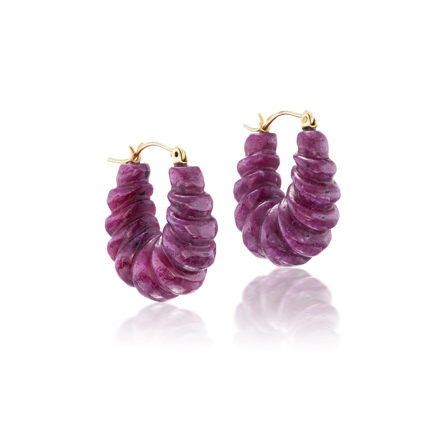 Ruby Carved Stone Hoop Earrings - MUSE Shop