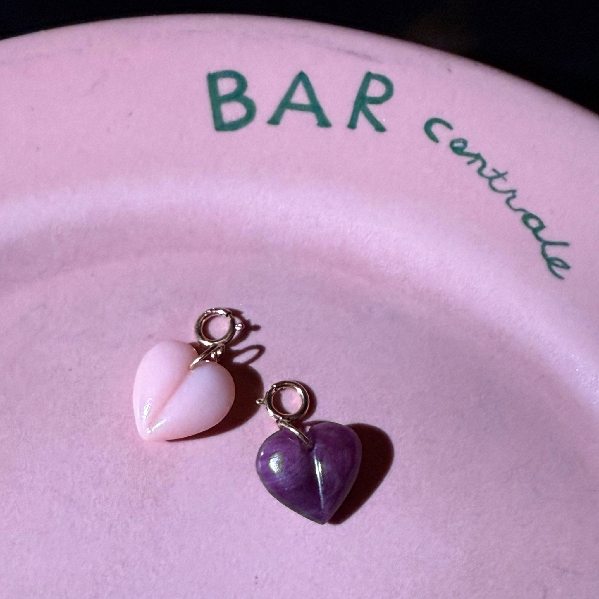 Ruby & Pink Opal Mini Split Heart Charm Pair - MUSE Shop