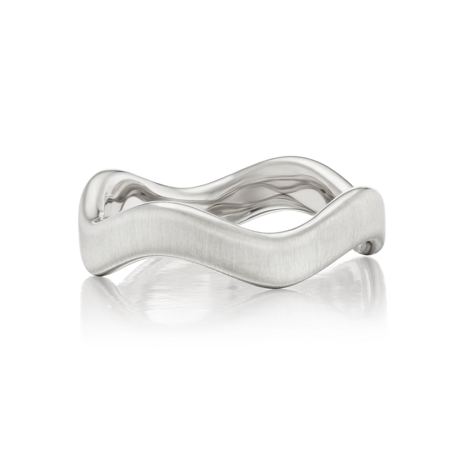 Satin White Gold Thick Curve Ring - MUSE Shop