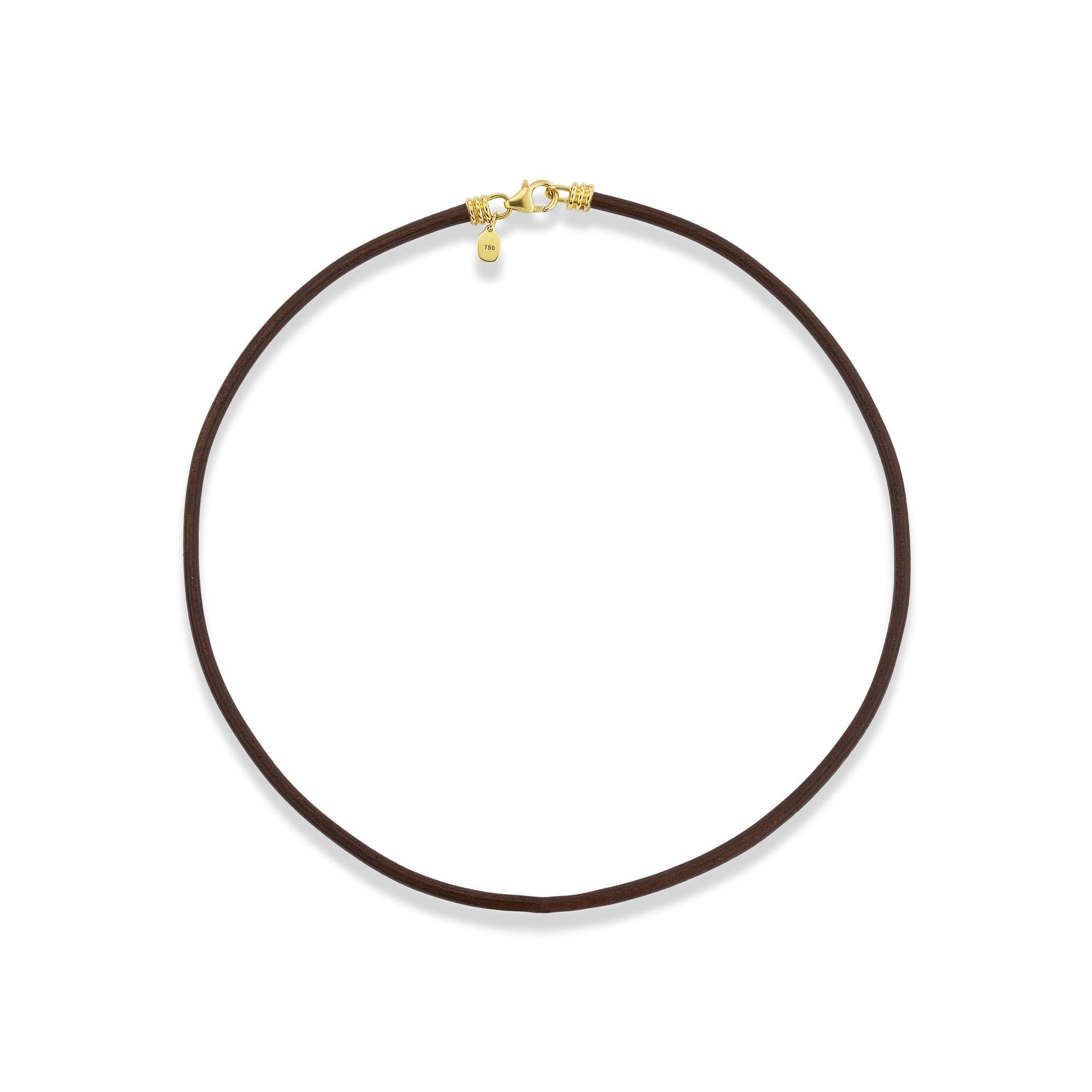 Scúba Necklace in Brown Leather and Yellow Gold - MUSE Shop
