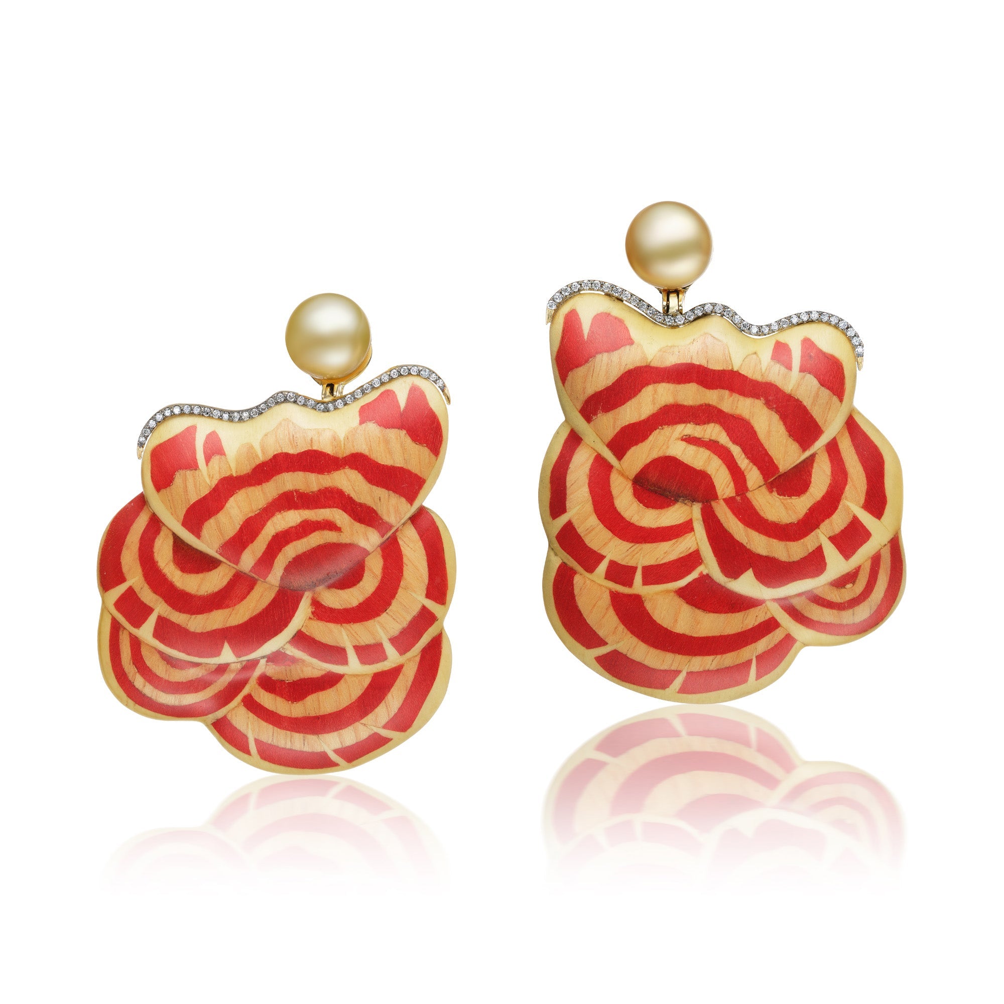 Sculptural Botanical Mushroom Marquetry Earrings - MUSE Shop