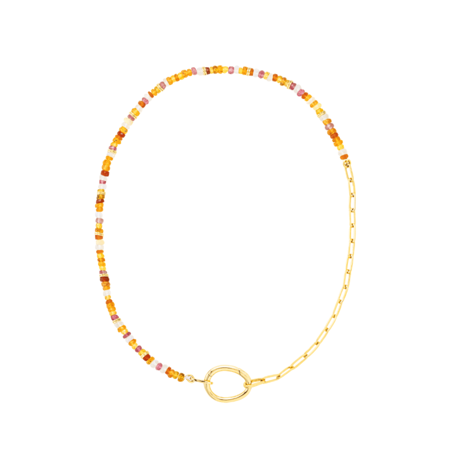 Short Lien Pierres Orange Beaded Necklace - MUSE Shop