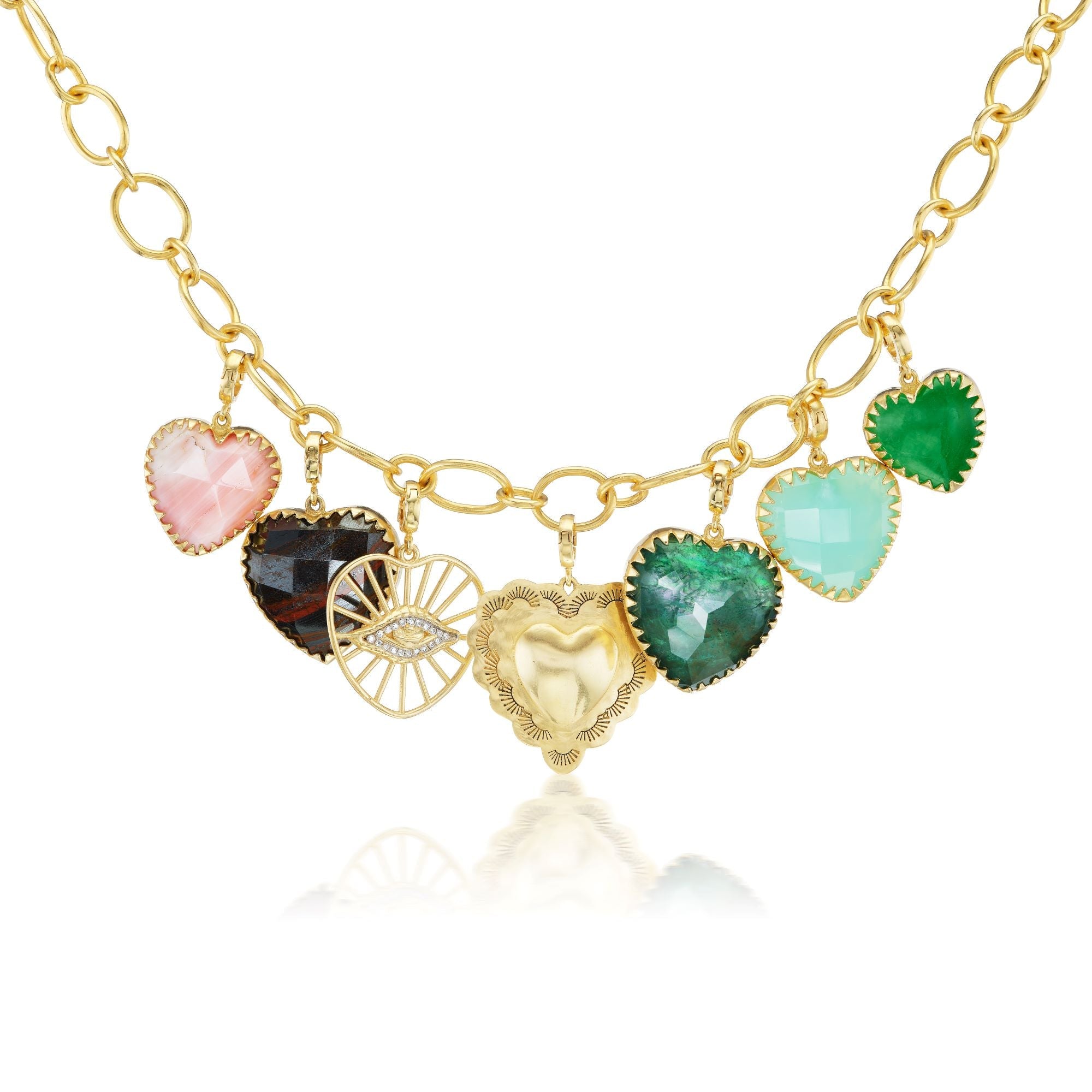 Small Pink Opal Heart Charm - MUSE Shop