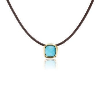 Suglarloaf Turquoise Scuba Choker in Black Leather and Yellow Gold - MUSE Shop