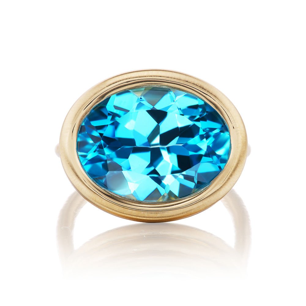 Swiss Blue Topaz Scuba Ring in Yellow Gold - MUSE Shop