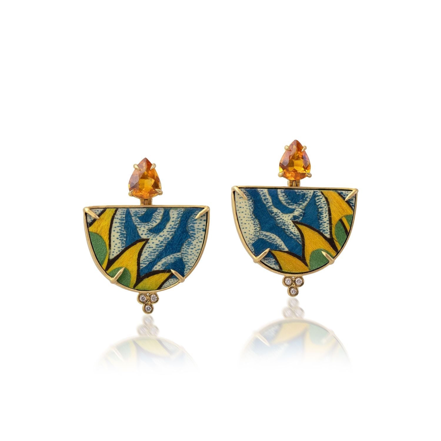Tibetan Leaf Marquetry Earrings - MUSE Shop