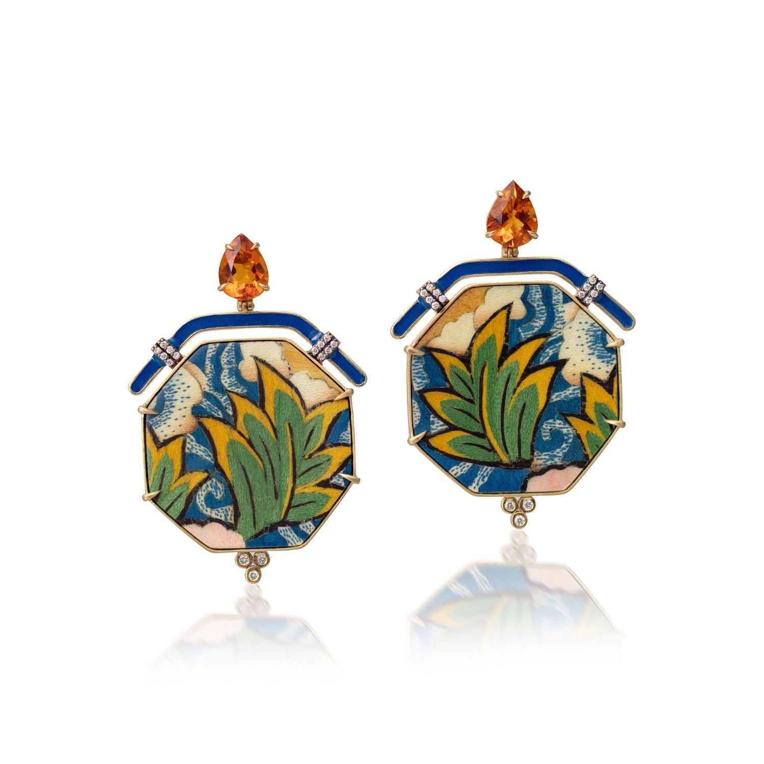 Tibetan Leaf Marquetry Earrings - MUSE Shop