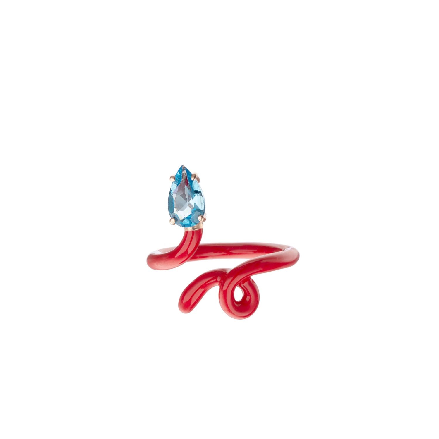 Topaz & Red Drop Baby Tendril Vine Ring - MUSE Shop