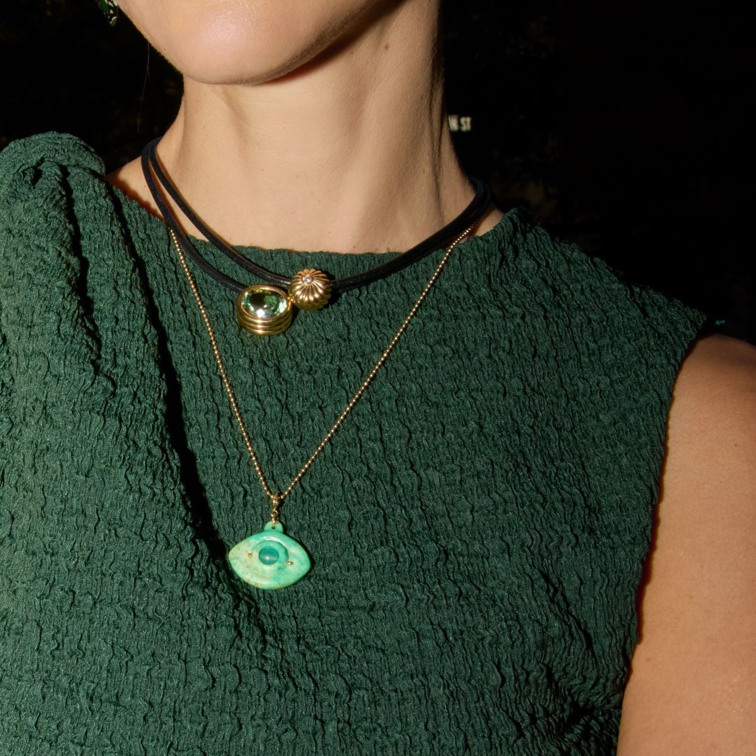 Turquoise & Chrysoprase Eye Charm - MUSE Shop
