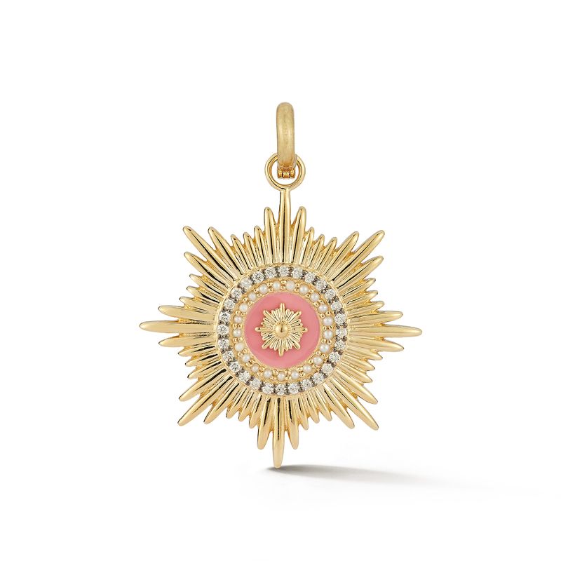 White Diamond and Enamel Vale Charm in Yellow Gold