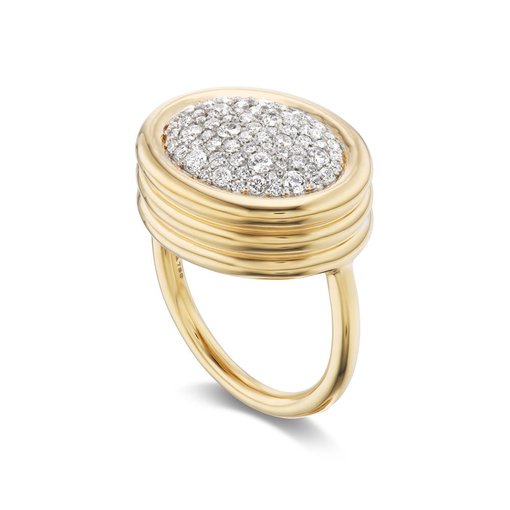 White Diamond Pavé Scuba Ring in Yellow Gold - MUSE Shop