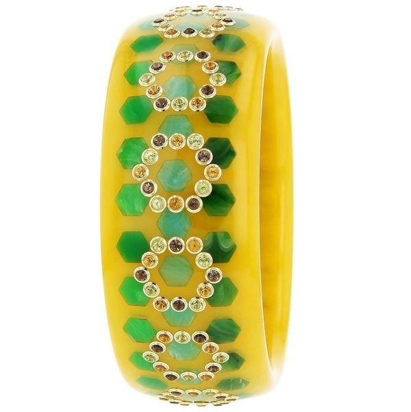 Yellow and Green Bakelite Bangle - MUSE Shop