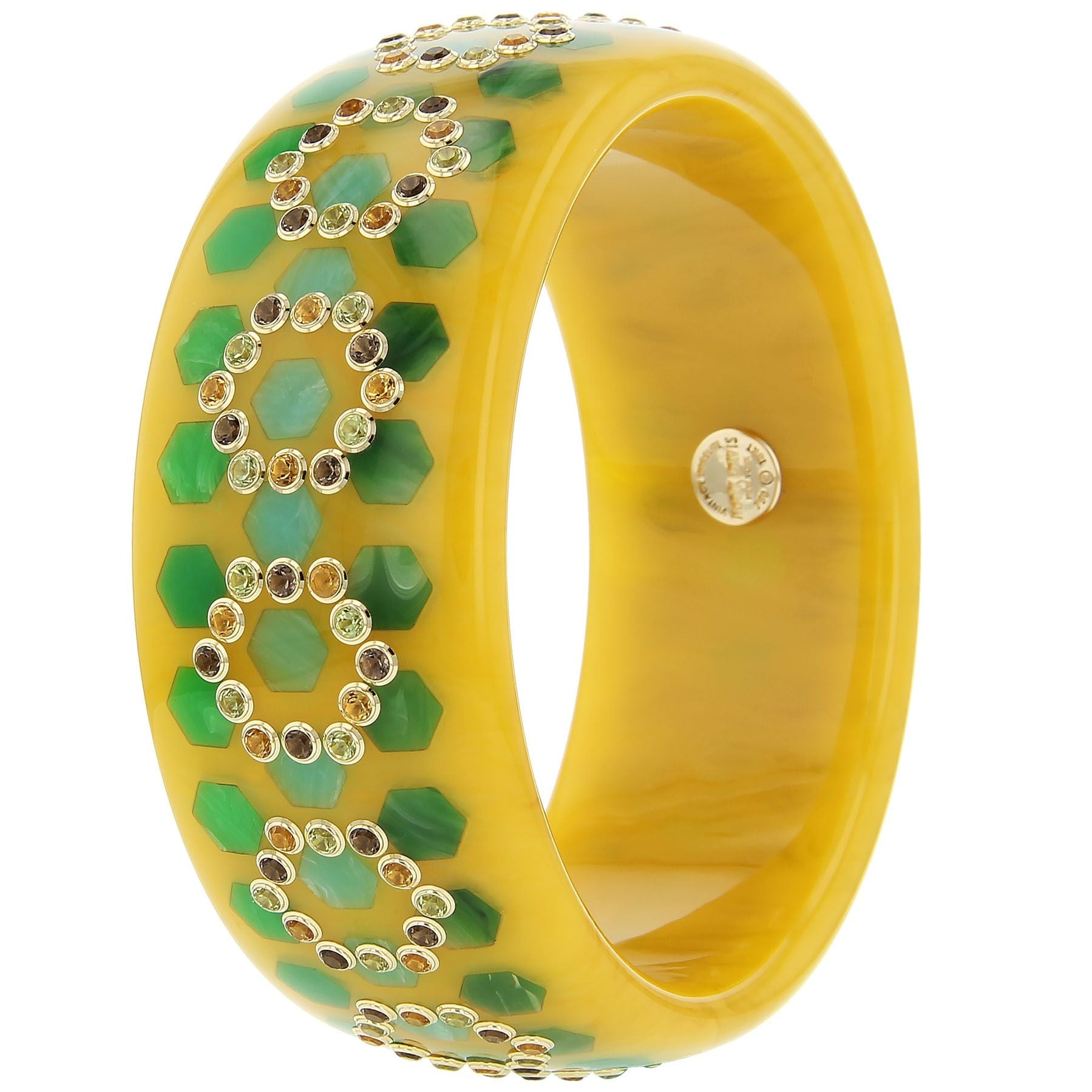 Yellow and Green Bakelite Bangle - MUSE Shop