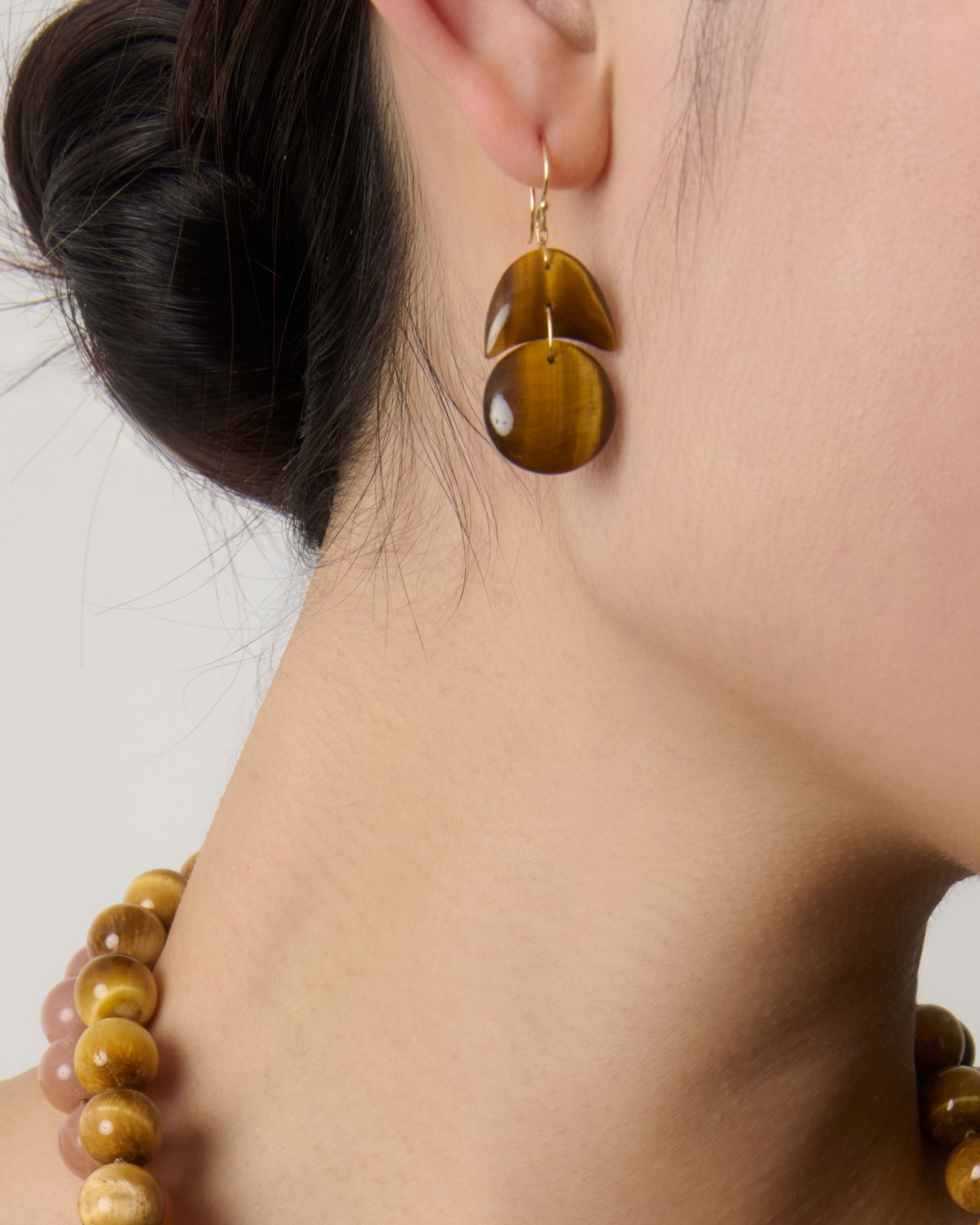 Tiger's Eye Tiny Arp Earrings