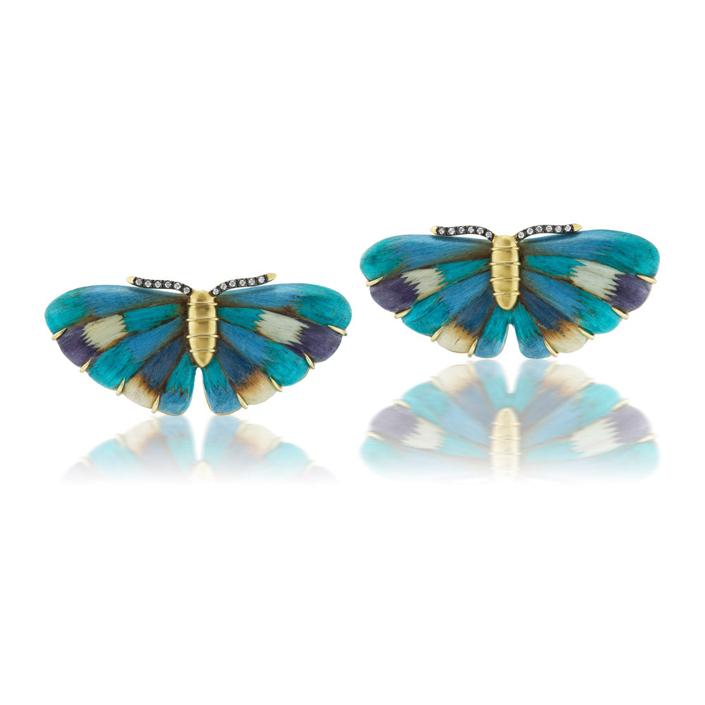 Blue Green Butterfly Earrings