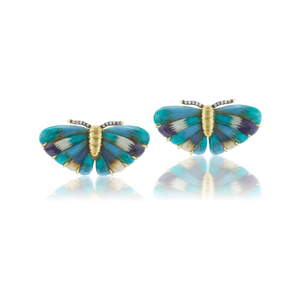 Blue Green Butterfly Earrings