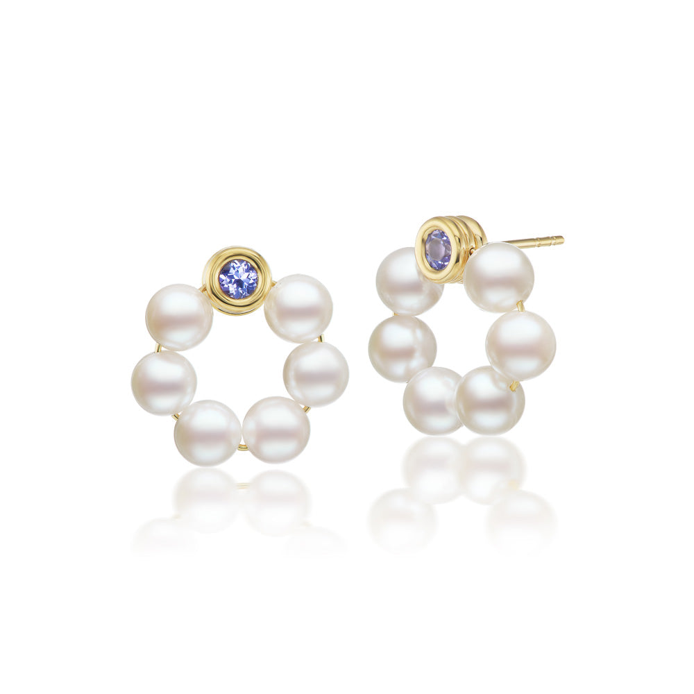 Grotto Margherita Pearl & Tanzanite Earrings