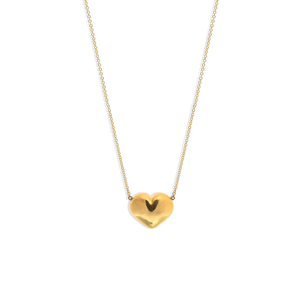 A Christina Alexiou Puffy Heart Necklace on a white background.