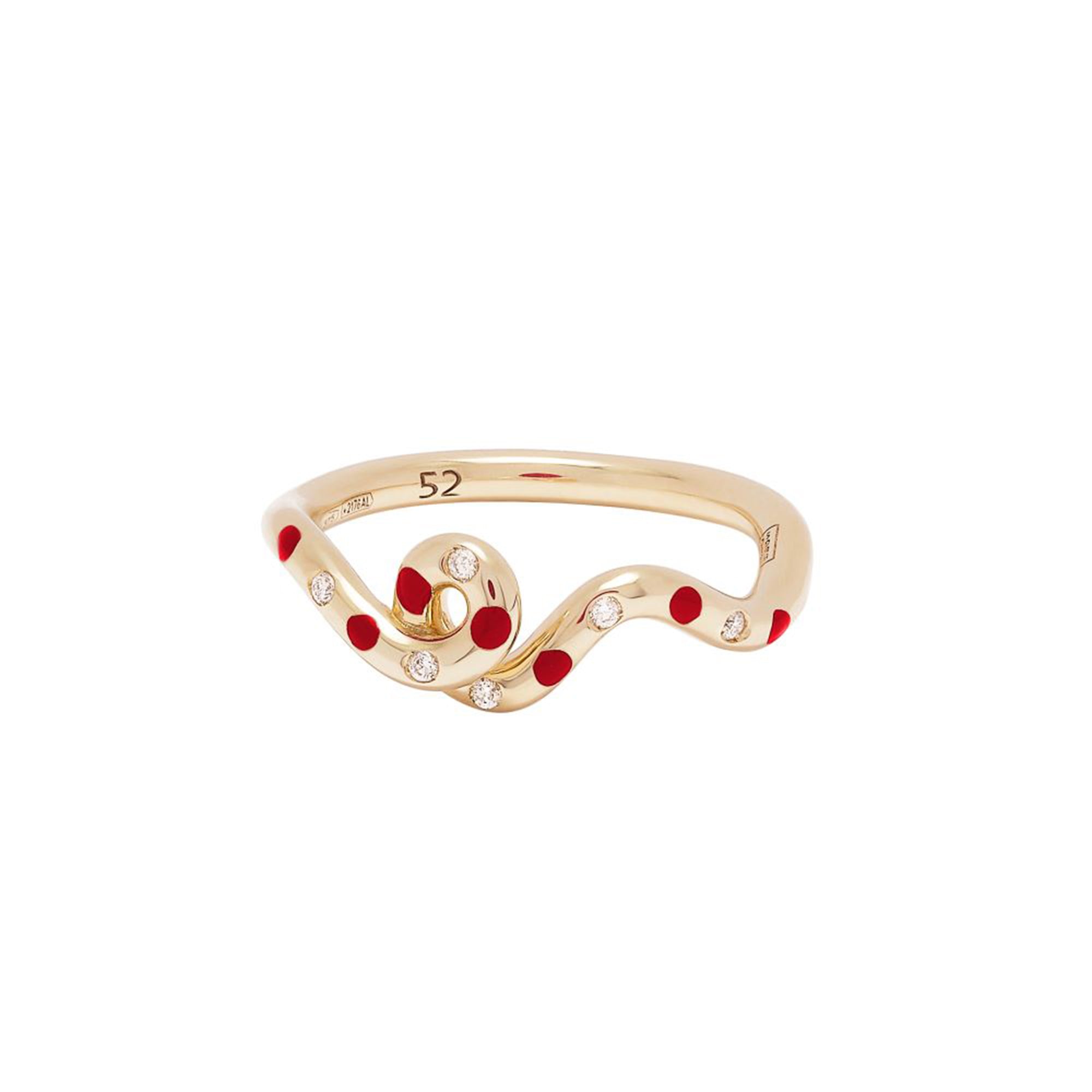 Wave Ring Red and Diamond