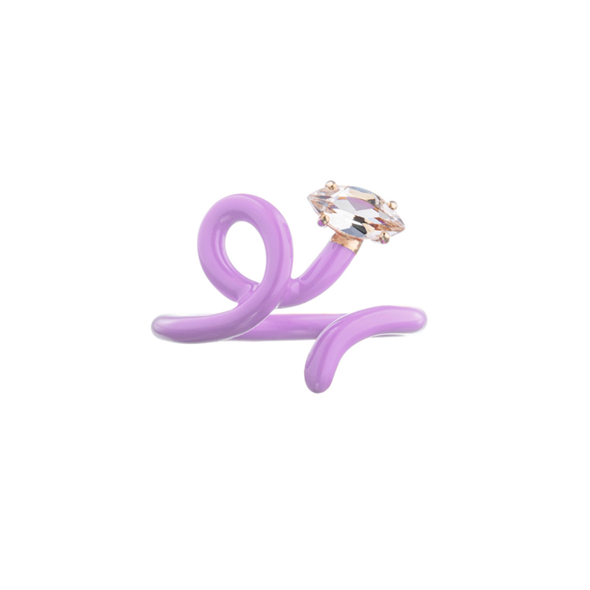 Rock Crystal & Lavender Marquise Baby Tendril Vine Ring