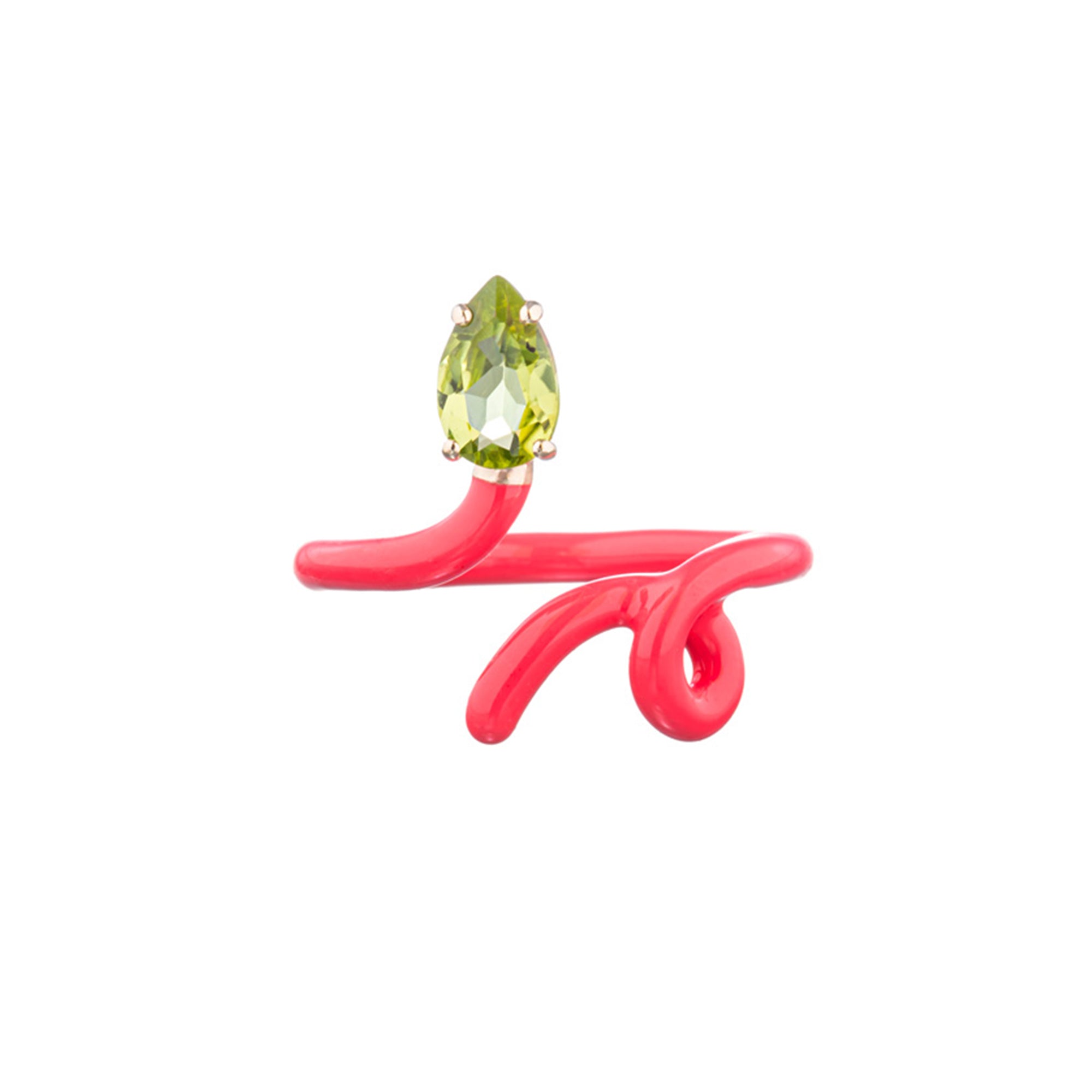 Peridot & Pink Drop Baby Tendril Vine Ring