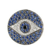 Blue Sapphire and White Diamond Dawn Ring in White Gold