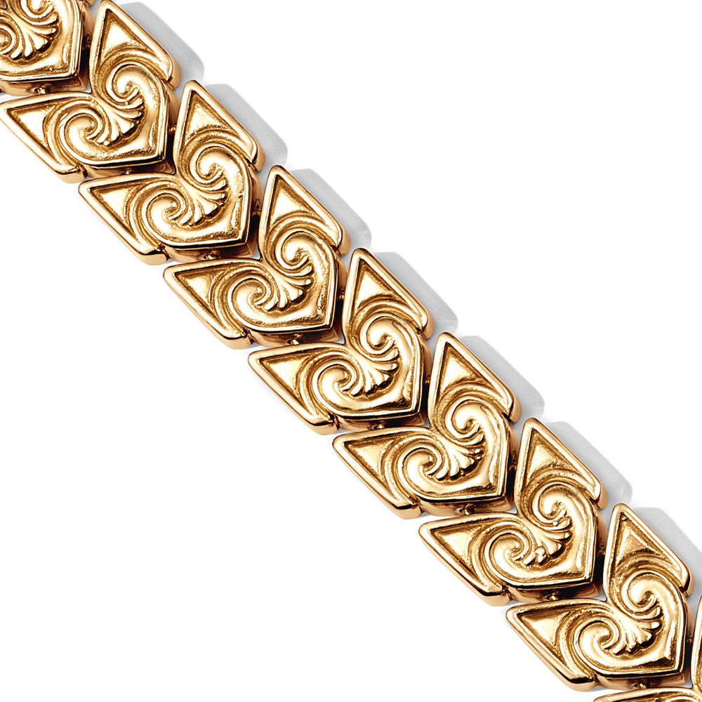 A Elena Bracelet by Futura, with an ornate design, gold-plated.