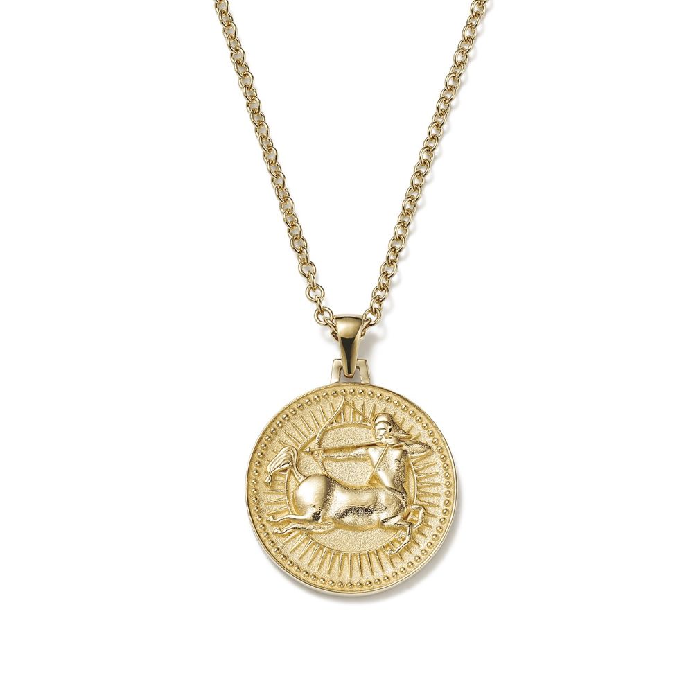 This yellow gold chain necklace features a charming Futura Sagittarius Necklace.