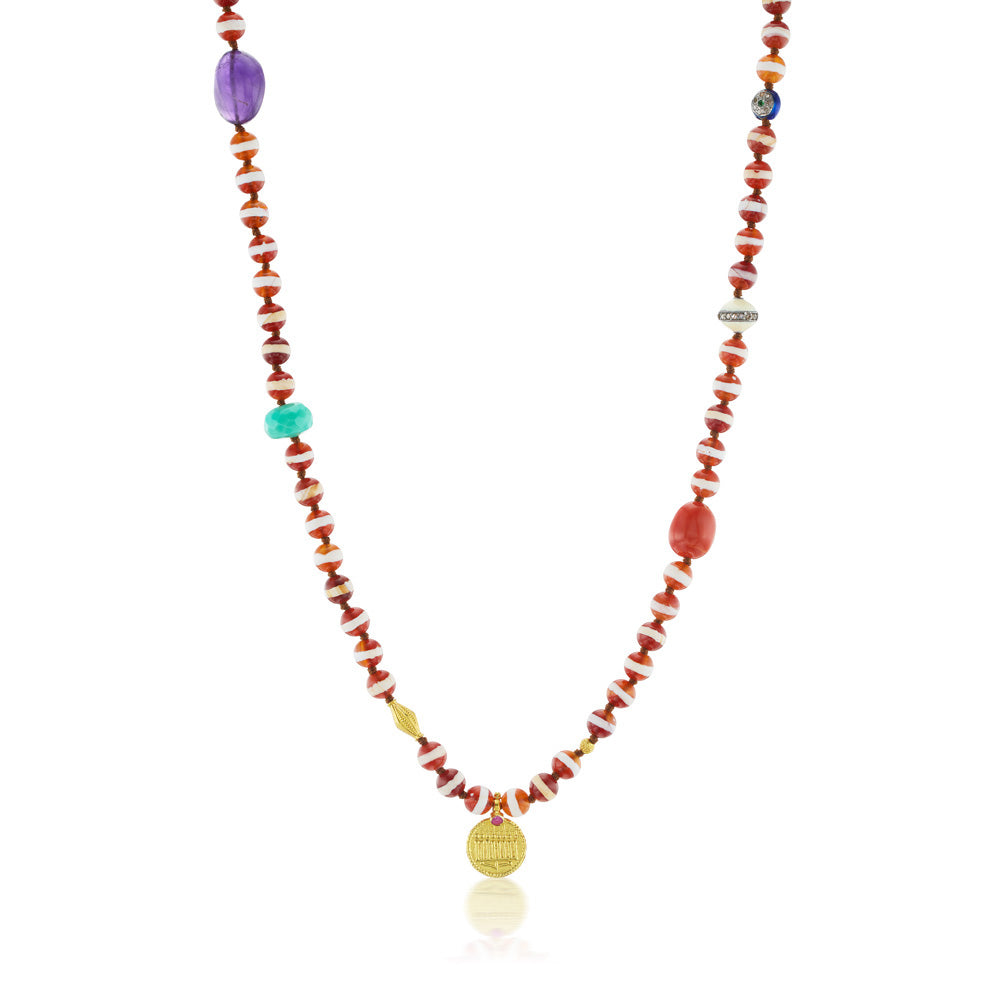 Red Agate Beaded Necklace