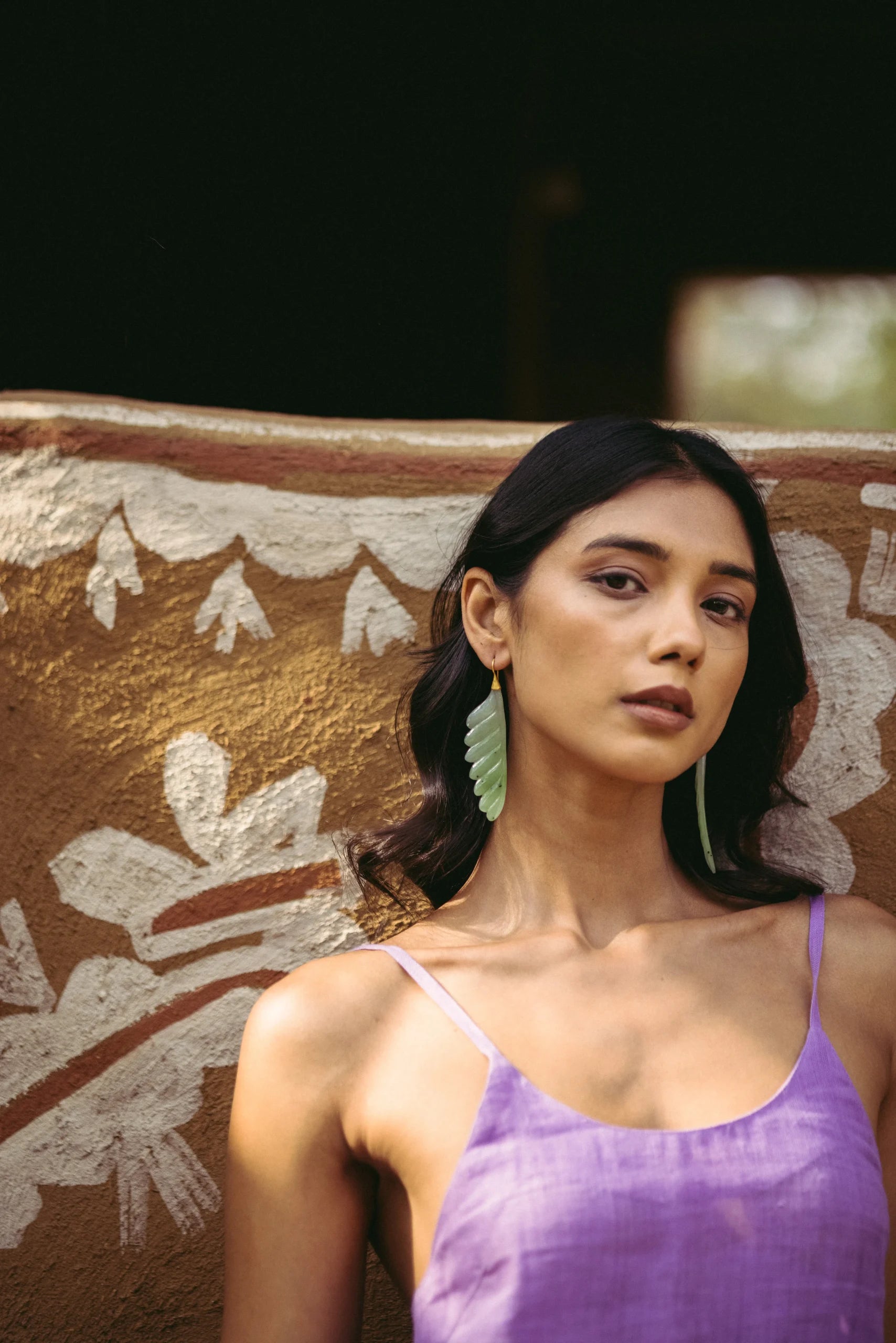 Jade Trade Wind Earrings in Yellow Gold