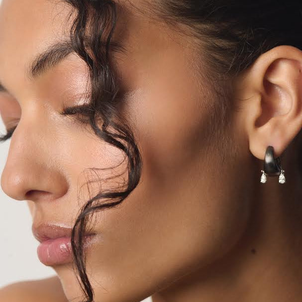 White Diamond and Blackened White Gold ME Earrings