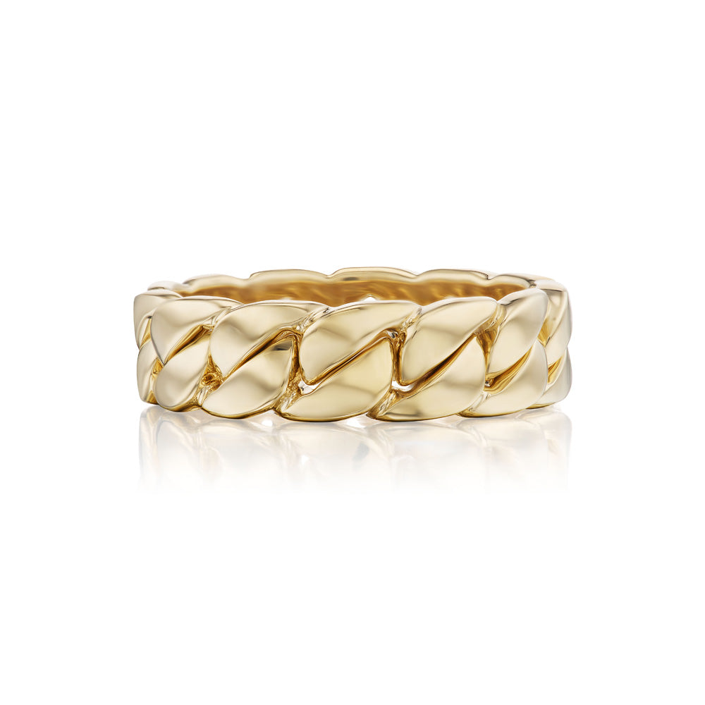 A Vice Versa Versa Mini Ring with a chain link design, made from 14k gold.