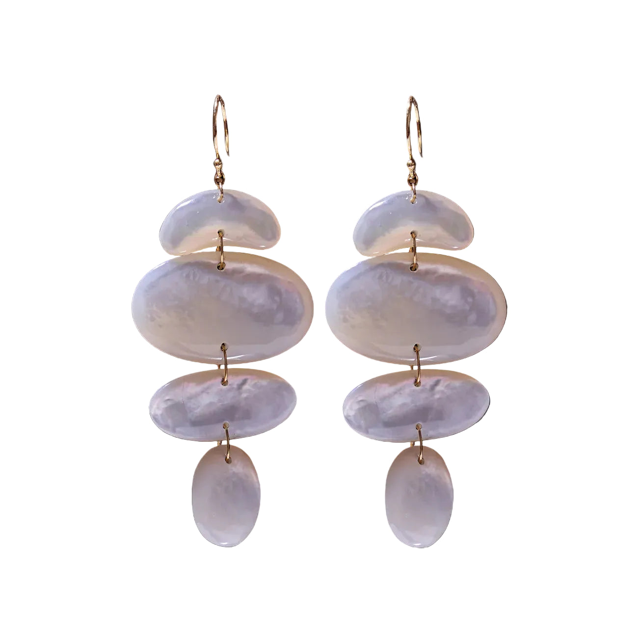 Mother of Pearl Oval Totem Earrings