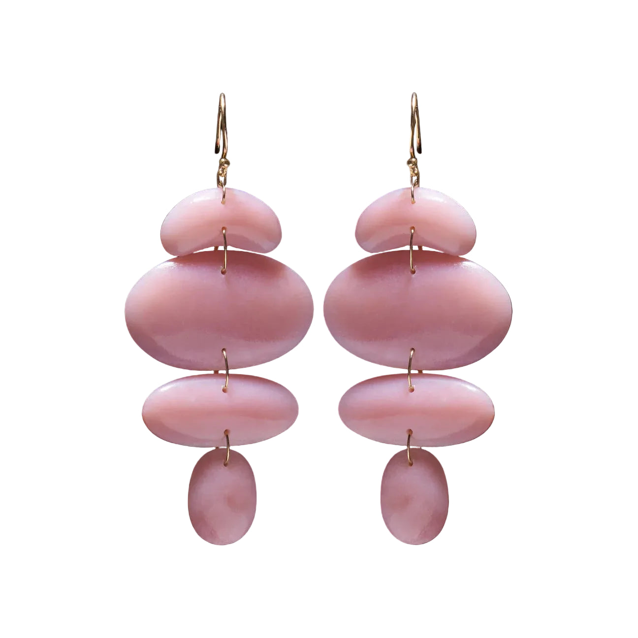 Pink Opal Oval Small Totem Earrings