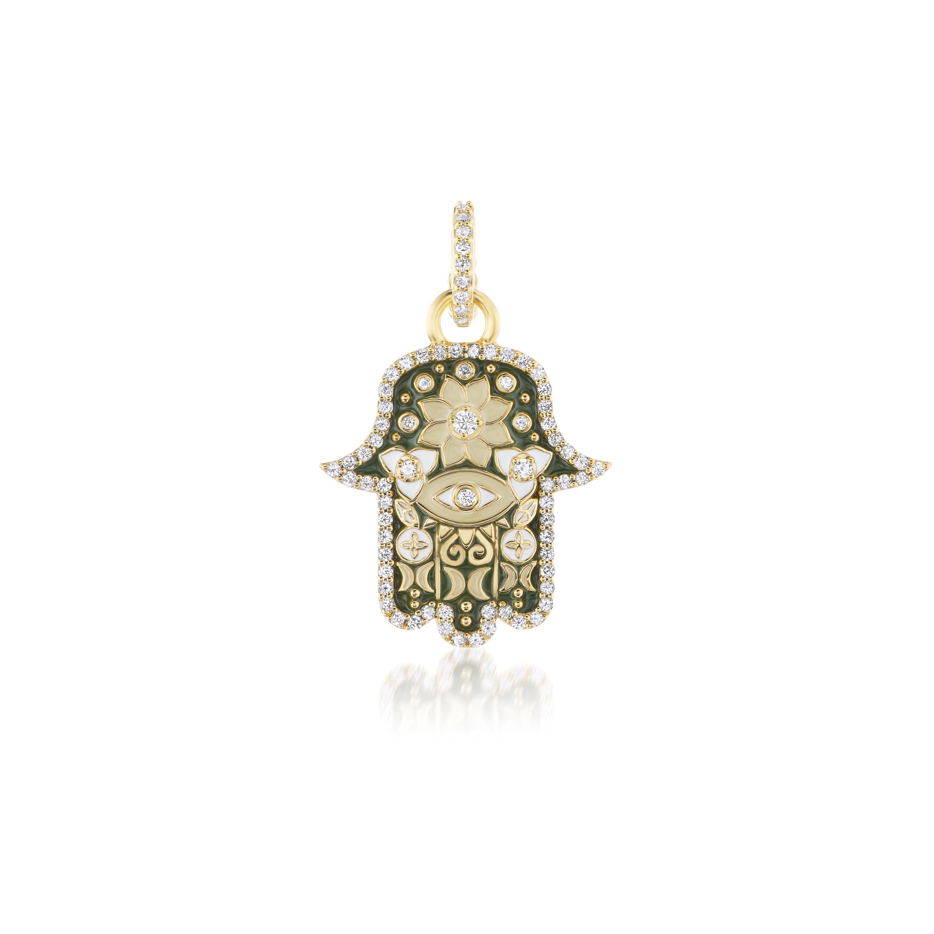 Green Hamsa Pendant