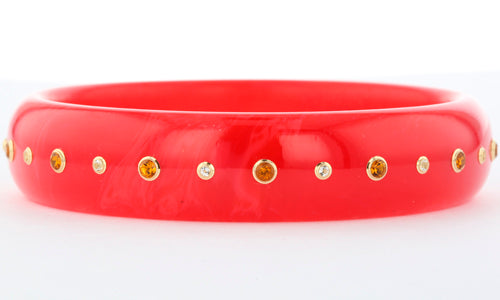 Bakelite Bangle Bracelet with Citrine and White Topaz