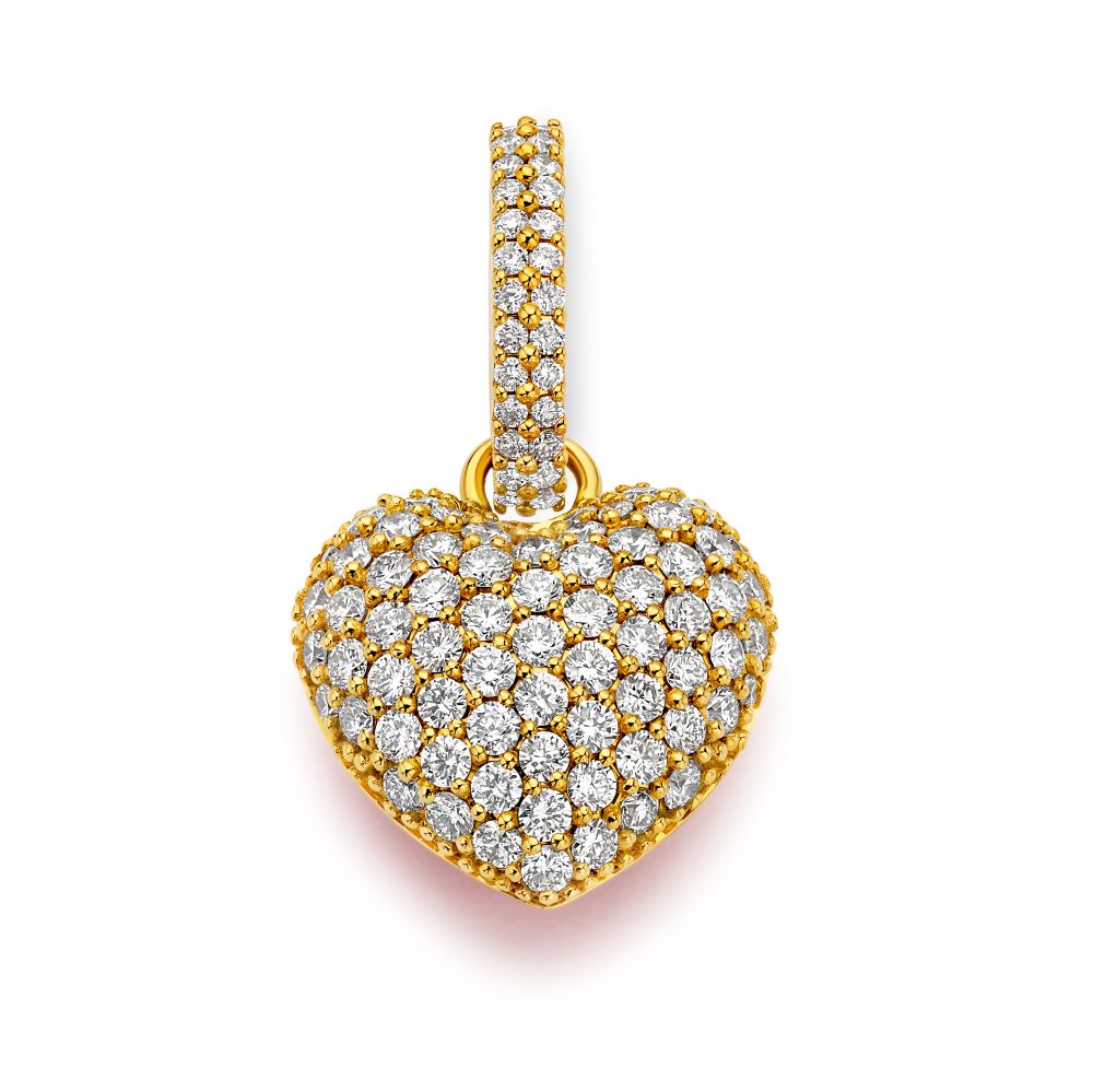 A high polished Puffy Heart Diamond Pendant with pave diamond accents by Buddha Mama.