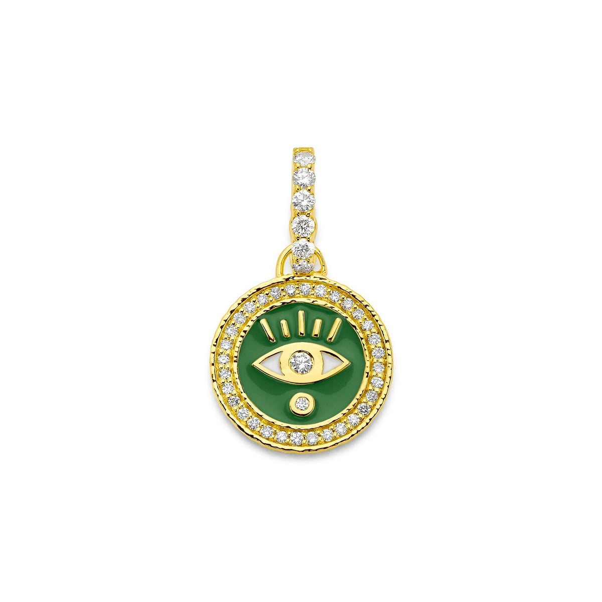 Kelly Green Enamel & Diamond Evil Eye Coin Charm
