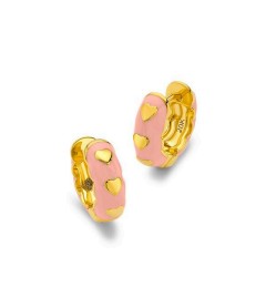 Scalloped Heart Huggie Earrings in Yellow Gold