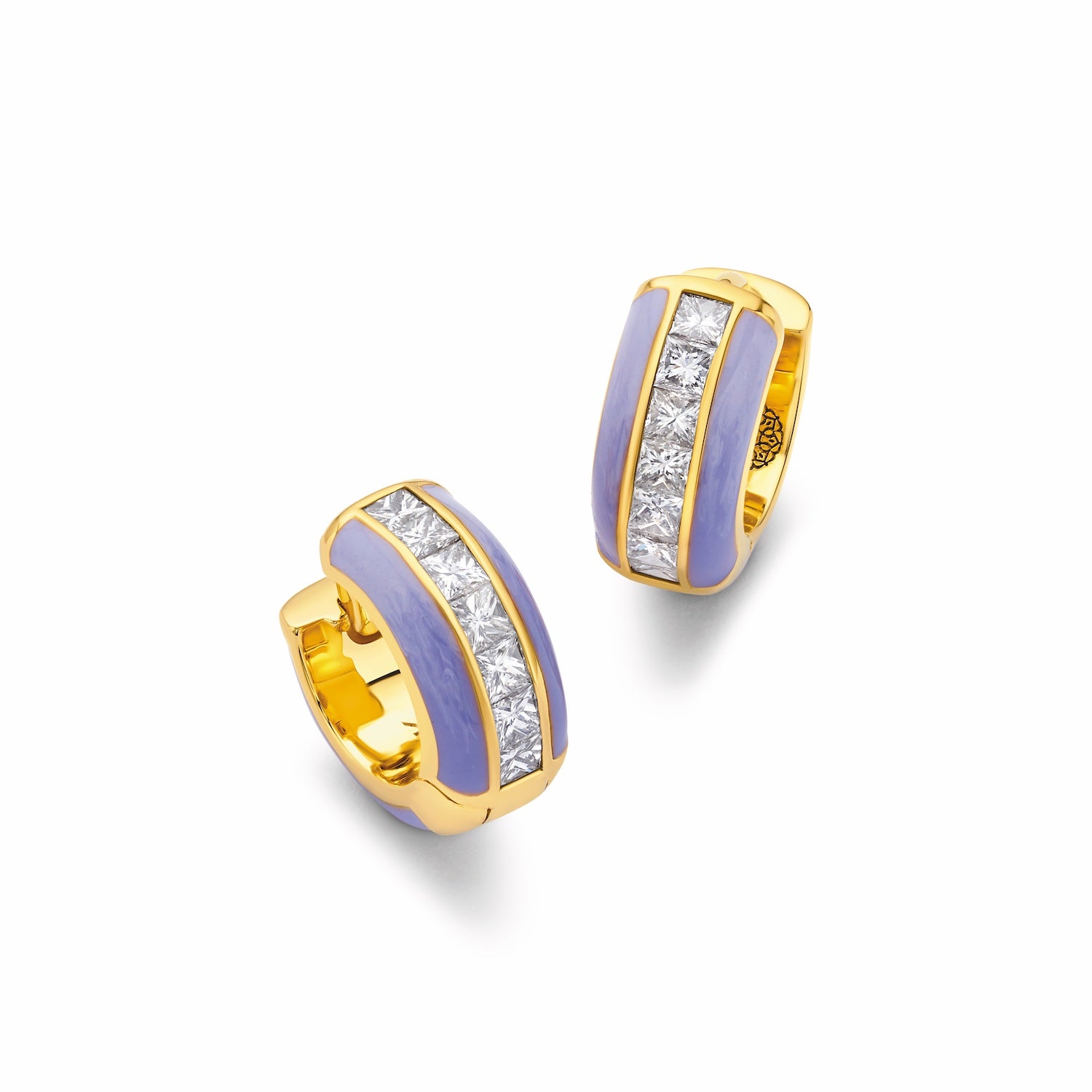 Diamond & Enamel Huggie Earrings
