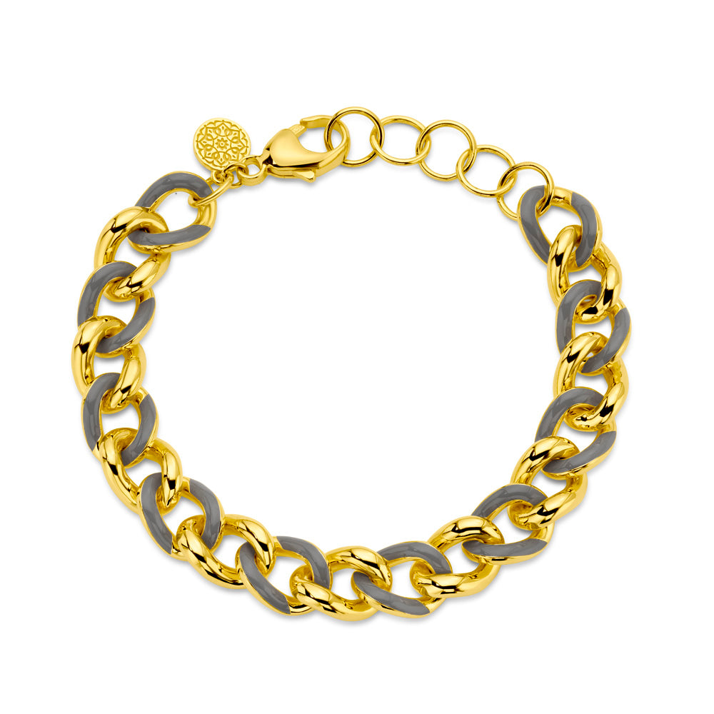 Grey Enamel Chain Link Bracelet