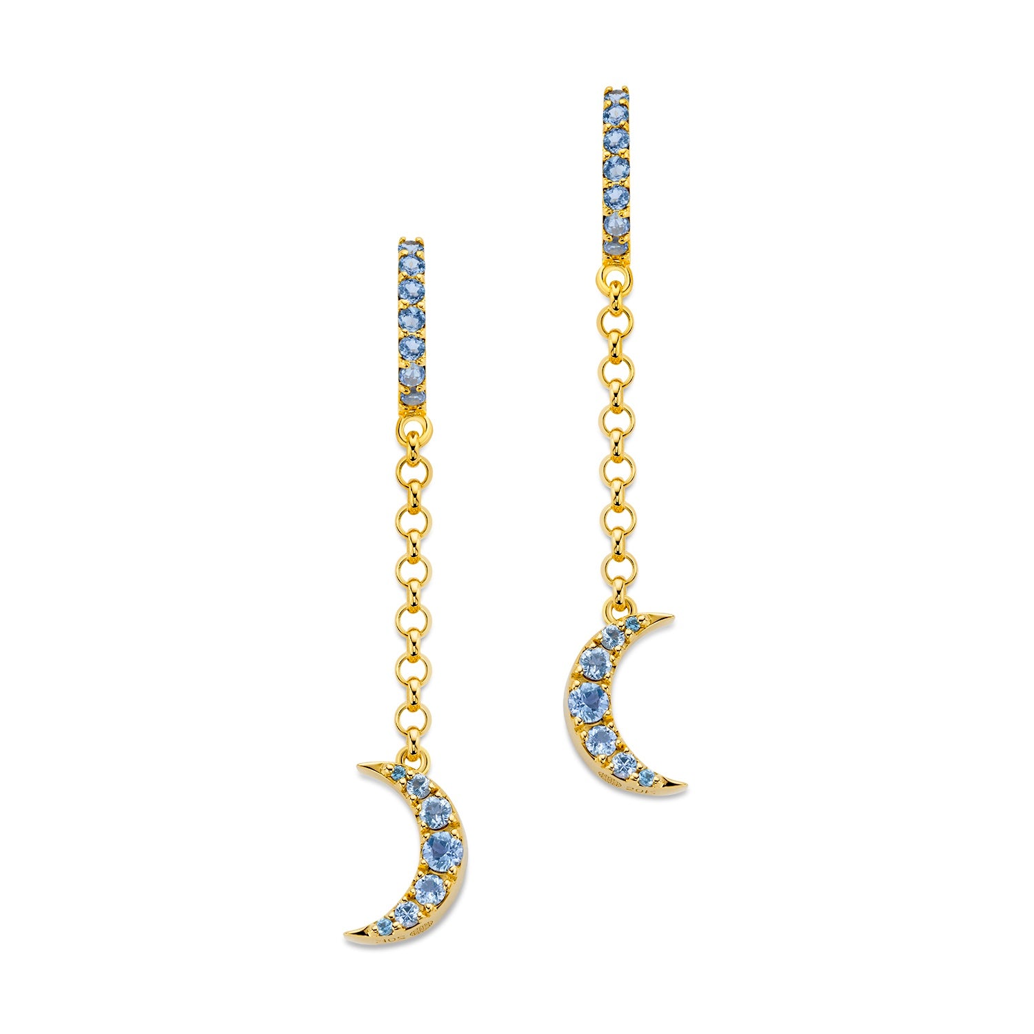 Blue Sapphire & Tanzanite Moon Drop Earrings