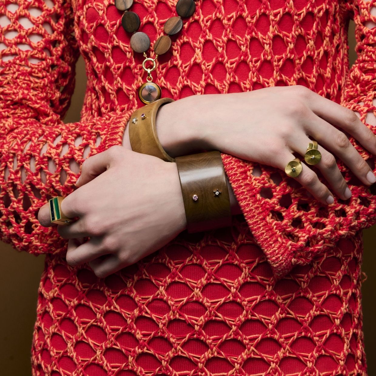 Ora Gold Silk Adjustable Mini Disc Ring in Yellow Gold