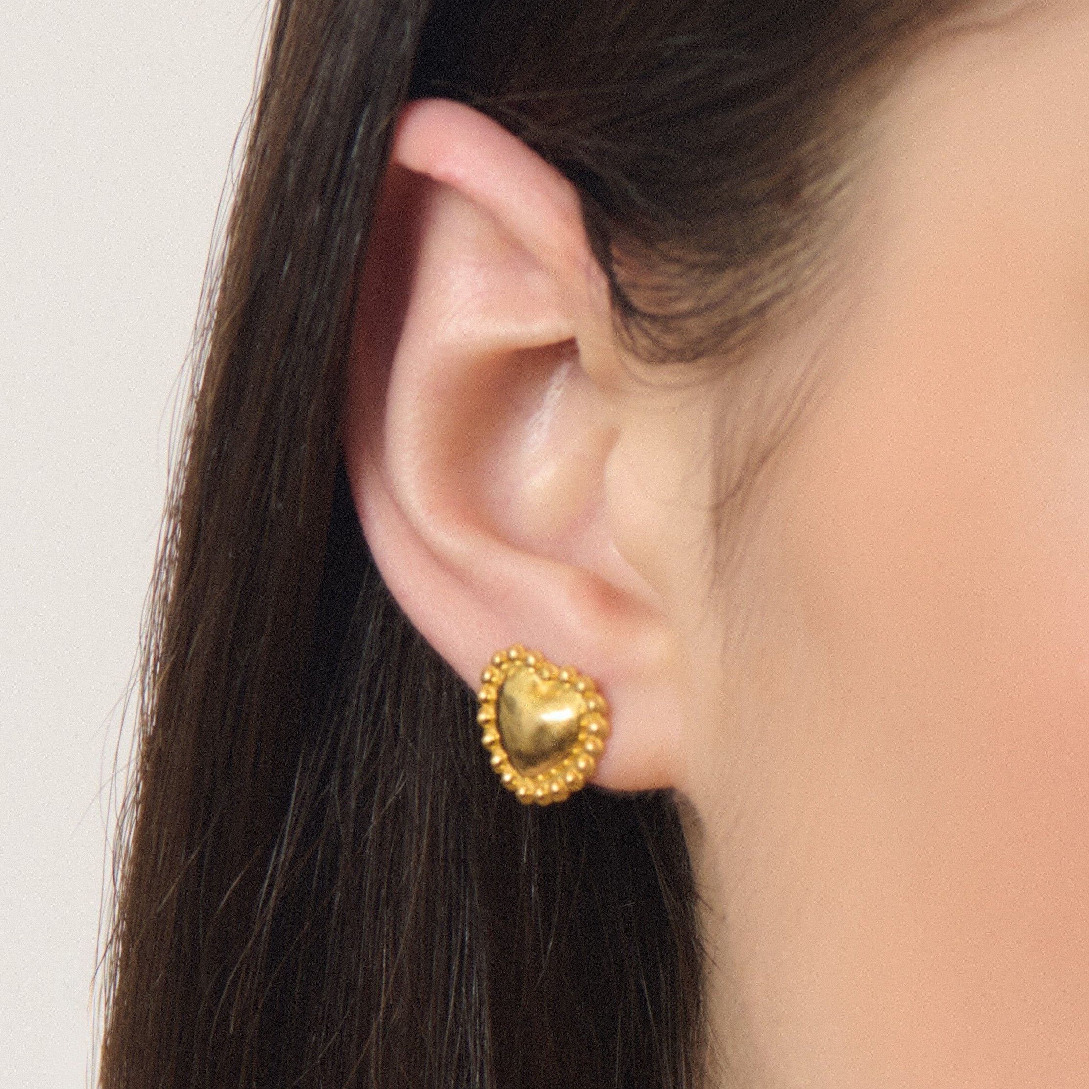 Mini Dot Heart Stud Earrings