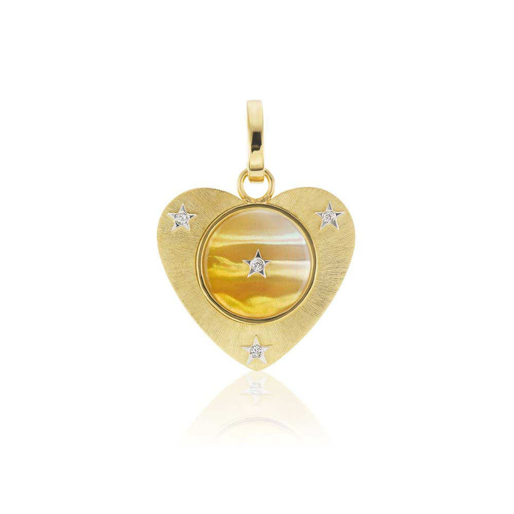 Orange Mother of Pearl Heart Charm