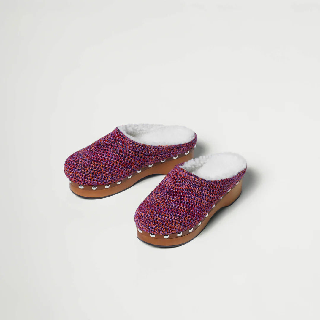 Pink, Purple, & Orange Shearling Clogs