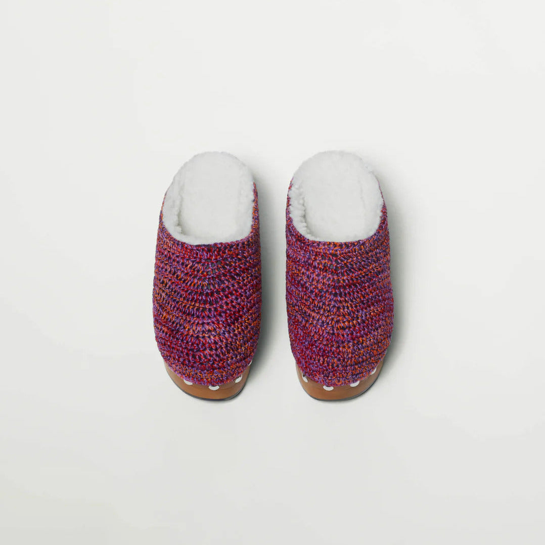 Pink, Purple, & Orange Shearling Clogs